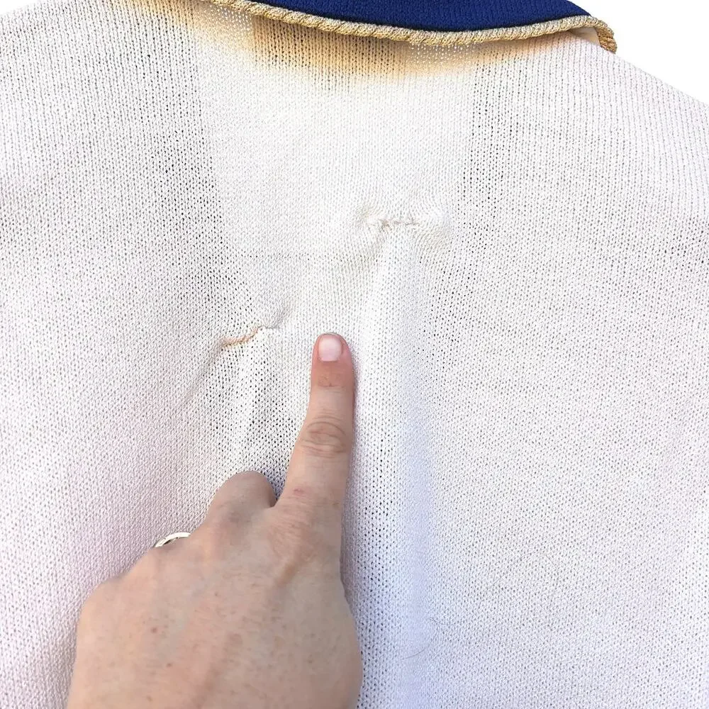 St. John Vintage Santana Knit Military Nautical Cropped Jacket Blazer 2 Blue - Picture 9 of 9